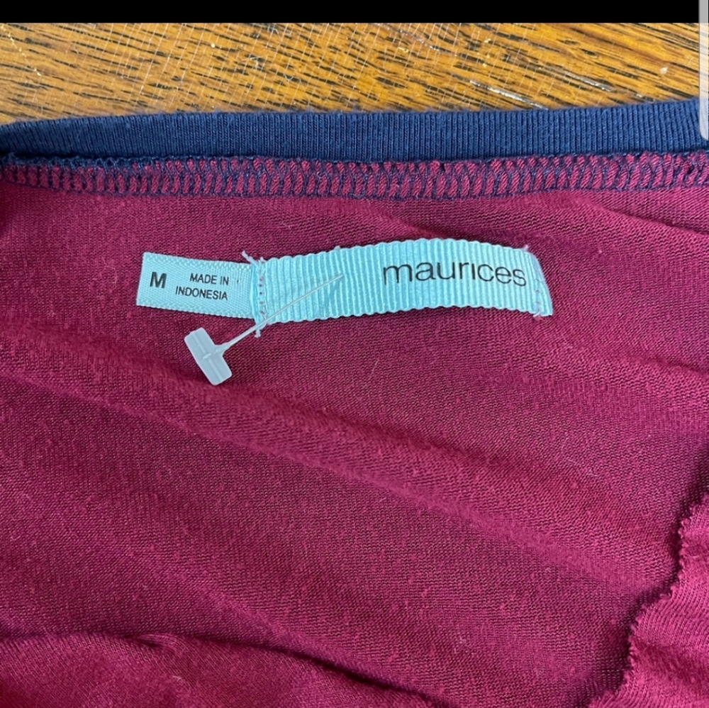 Maurices Dark Pink and Navy Baseball Style Top - Picture 4 of 4